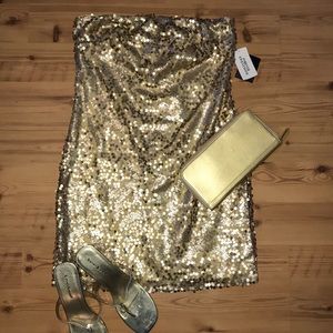 Forever 21 gold sequence dress size medium NWT